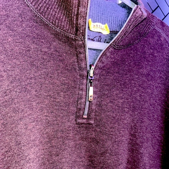 Tommy Bahama Men's 1/4 Zip Pullover Knit Sweater Brown Solid Mock Neck Cotton - Picture 7 of 12